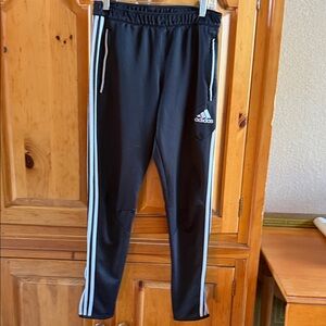 Adidas Kids Black Joggers with White Stripes purchased in uk